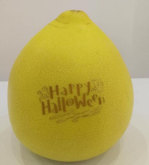 Laser marking on lemon Laser marking on lemon